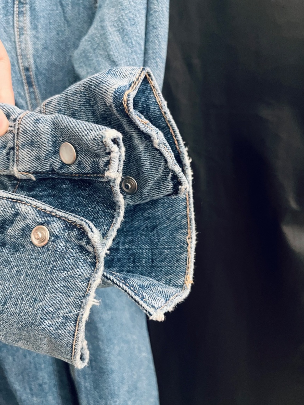 Distressed Denim Mini Dress - Picture 5 of 12